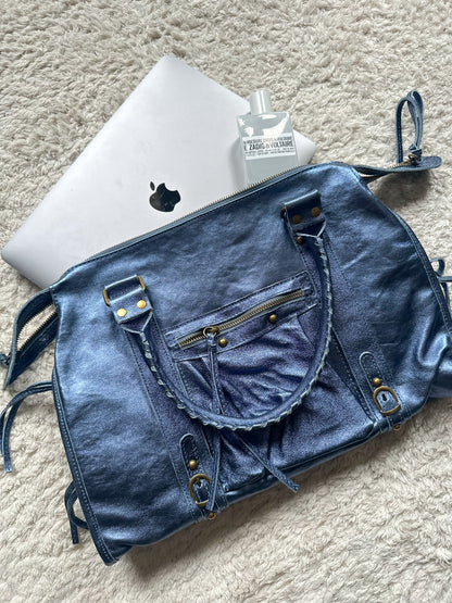 Tas City L - iriserend marineblauw