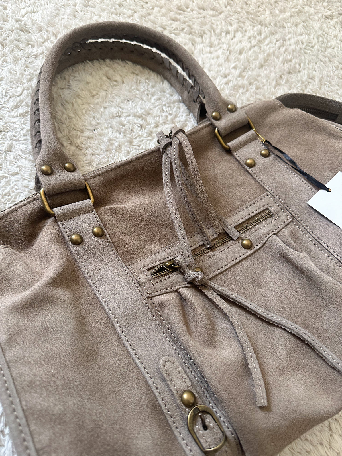 Sac city L - Taupe en daim