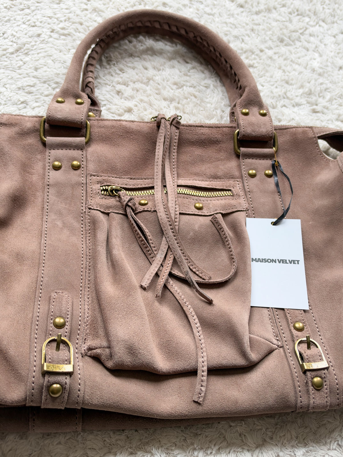 Sac City L - Marron taupe en daim