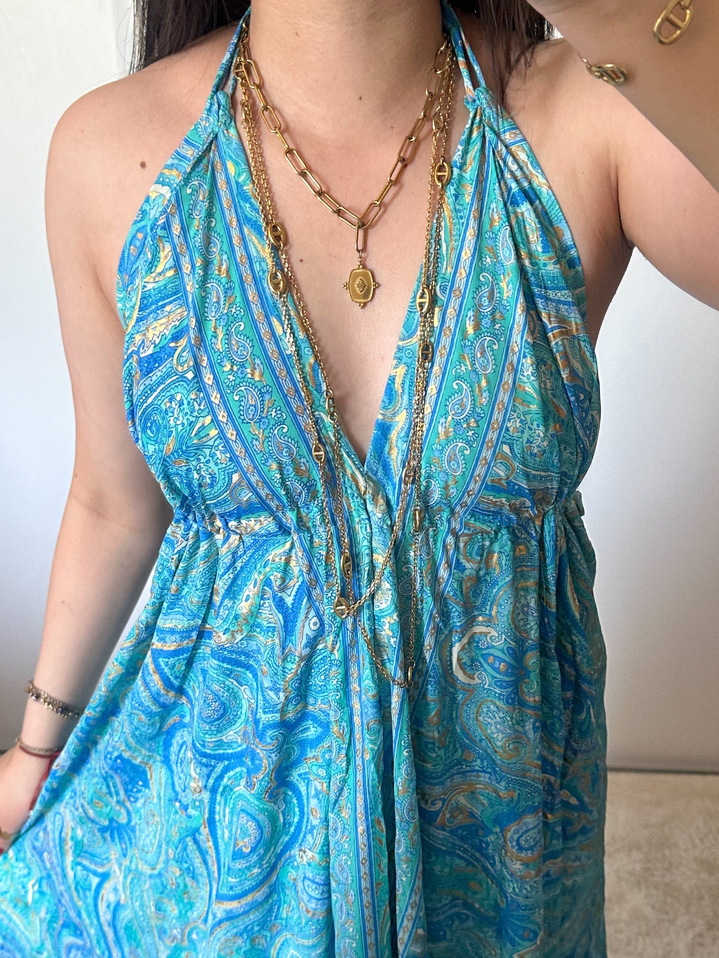 Boho jurk - 2 tinten blauw