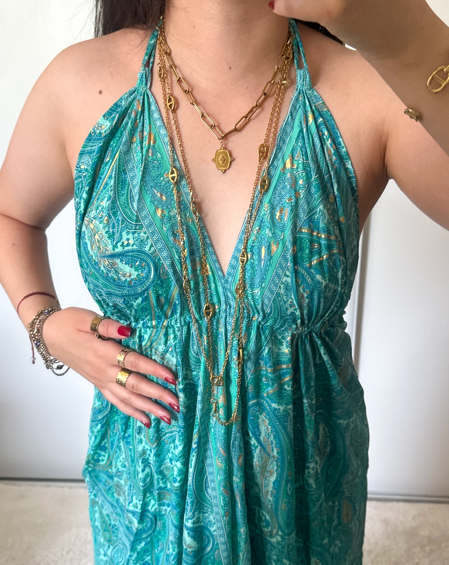 Bohemian dress - turquoise green
