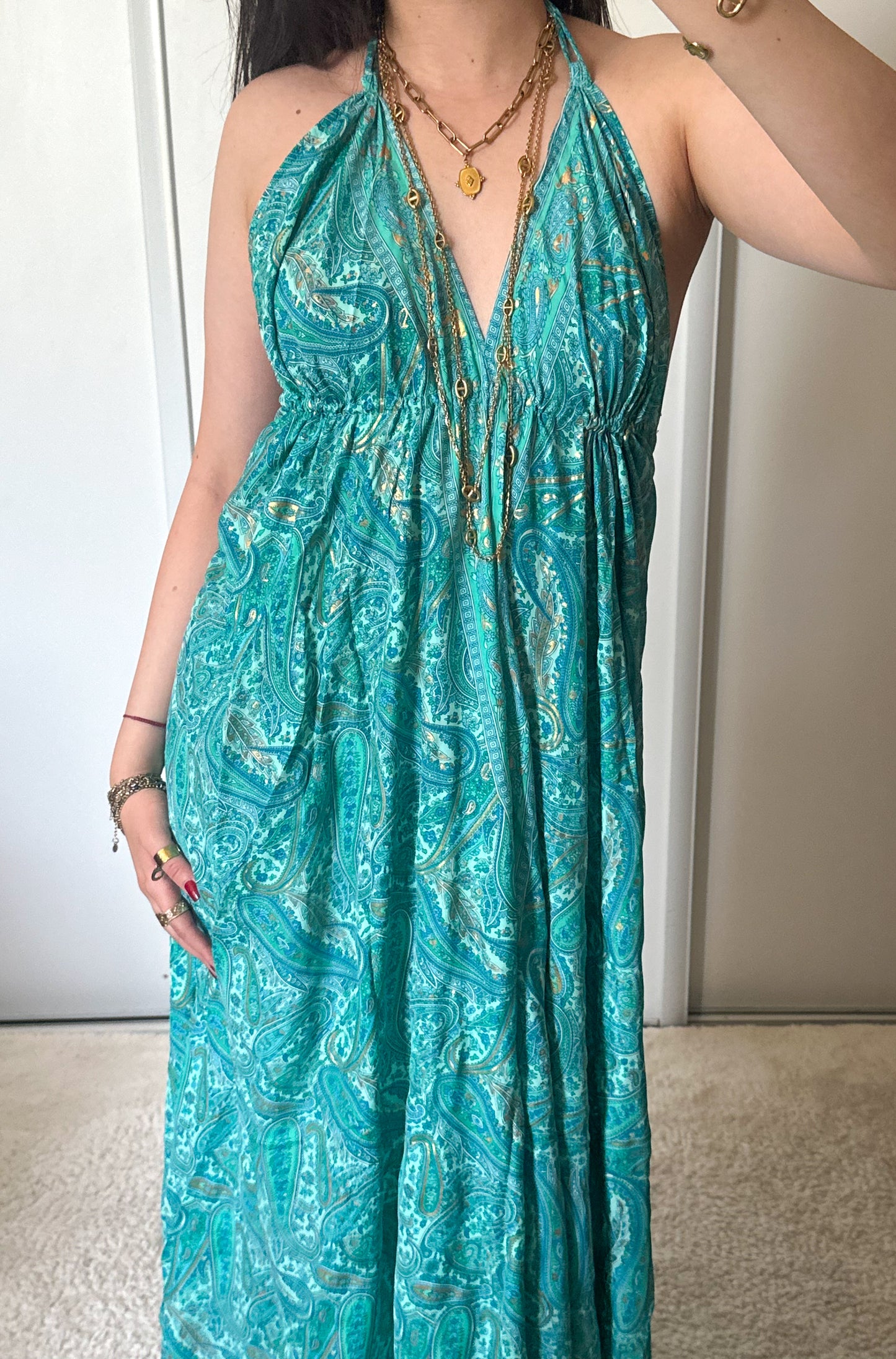 Bohemian dress - turquoise green