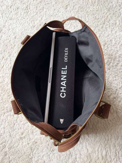 Sac city L - marron en daim