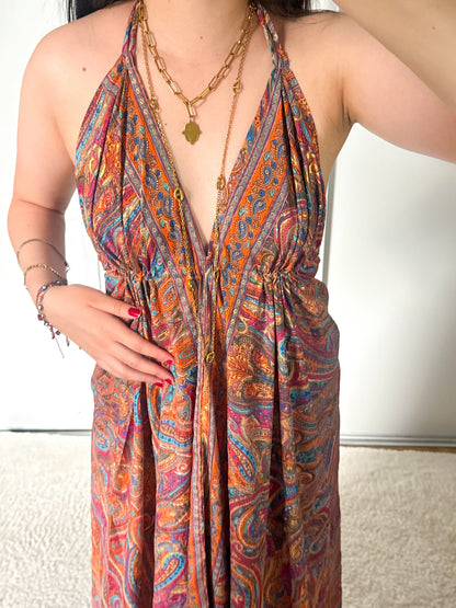 Robe bohème - Orange/ bleu