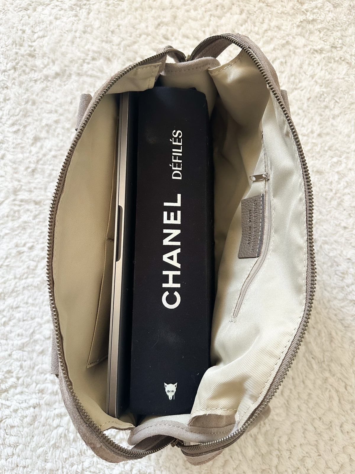 Sac city L - Taupe en daim