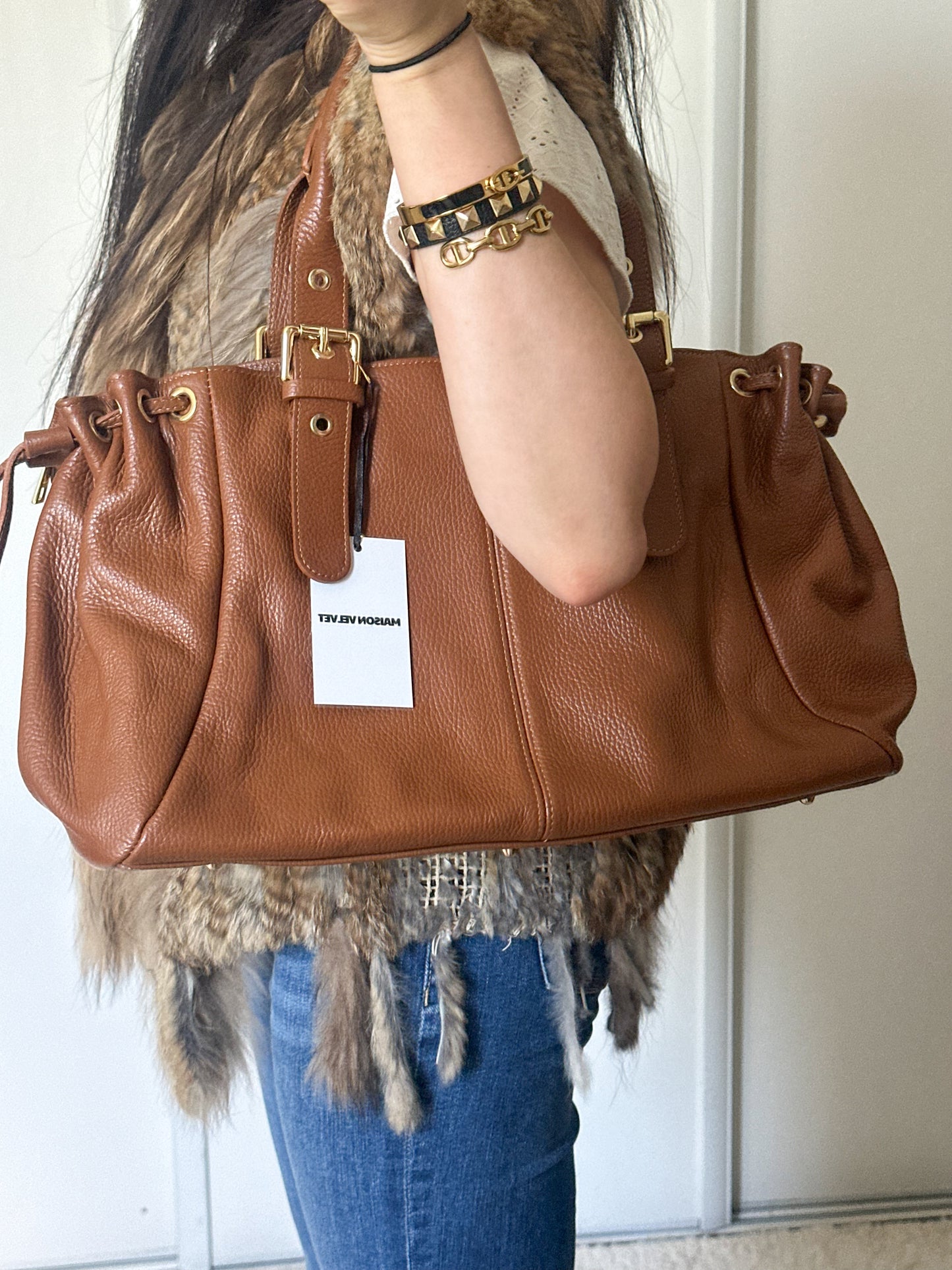Sac Stockholm L - Camel cuir grainé