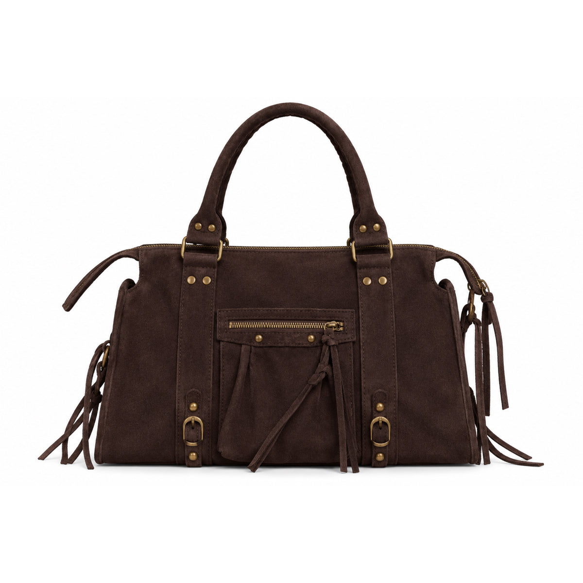 Sac City L - Marron chocolat en daim